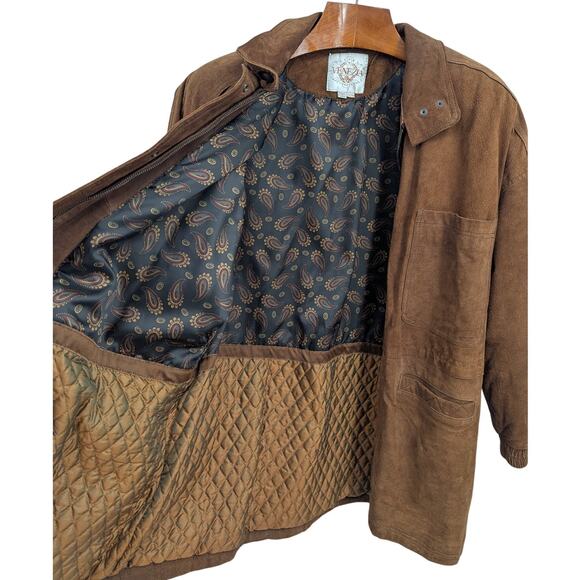 Vintage Brown Suede Jacket Men’s XL Snap Close Dark Academia Heritage Workwear - Picture 4 of 9